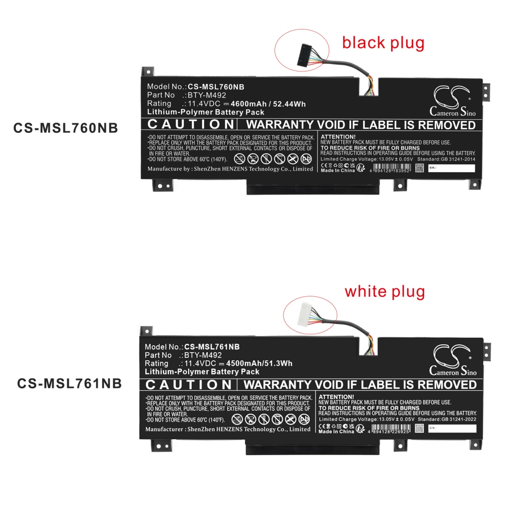 Sostituzione della batteria compatibile per MSI BTY-M492