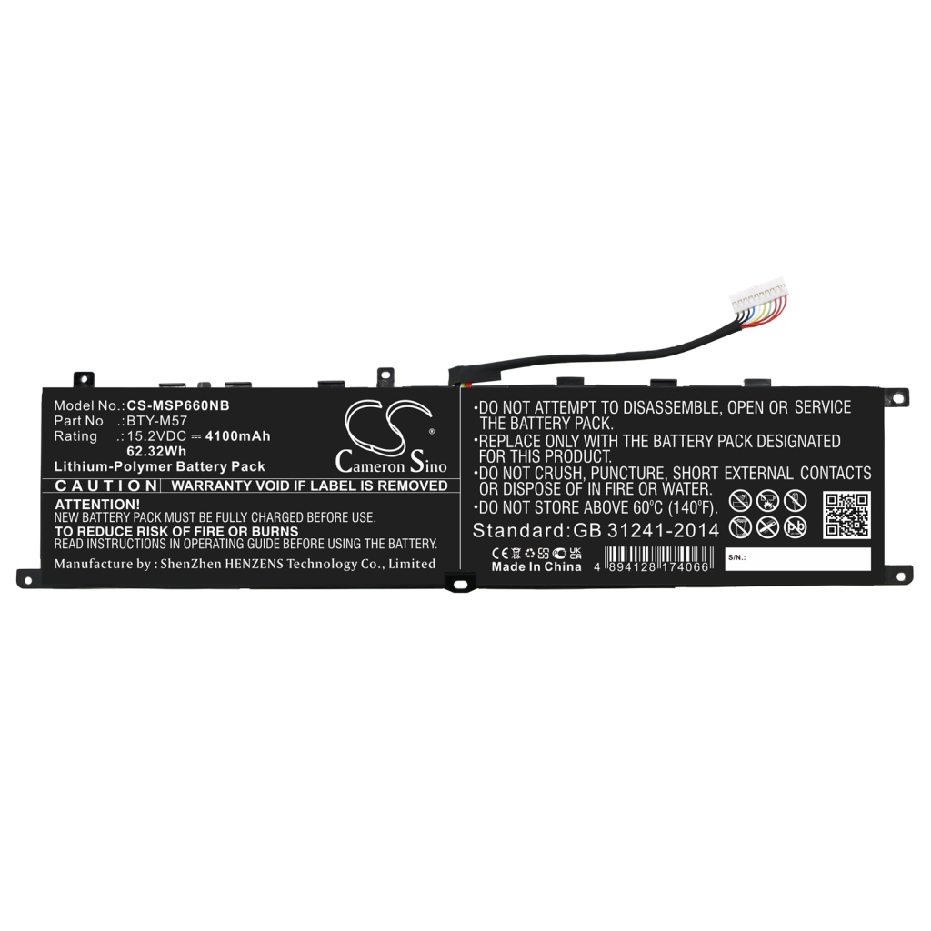Sostituzione della batteria compatibile per MSI BTY-M57