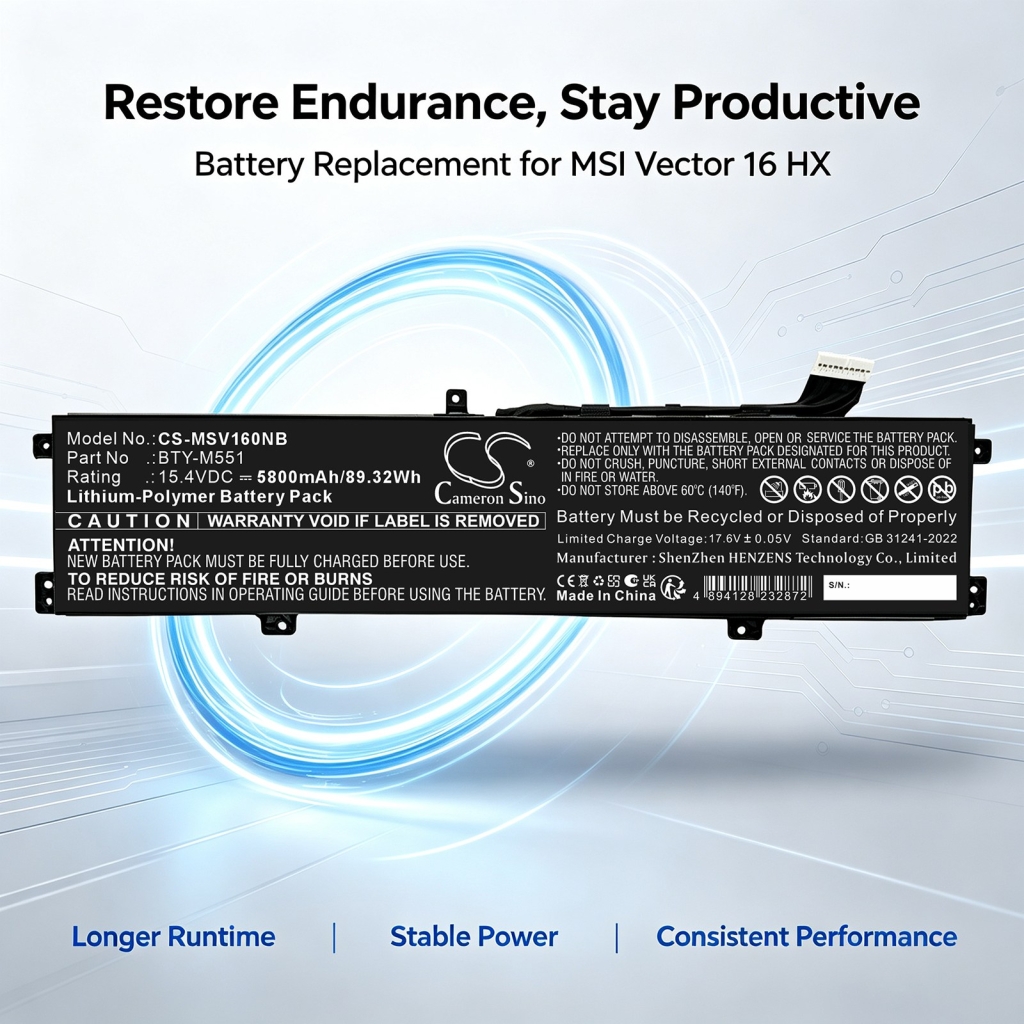 Batteria per MSI Vector 17 HX A13V