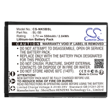 Compatible battery replacement for Nokia BL-5B,BLI-885,BTA002,CEL10028,N5B80T...