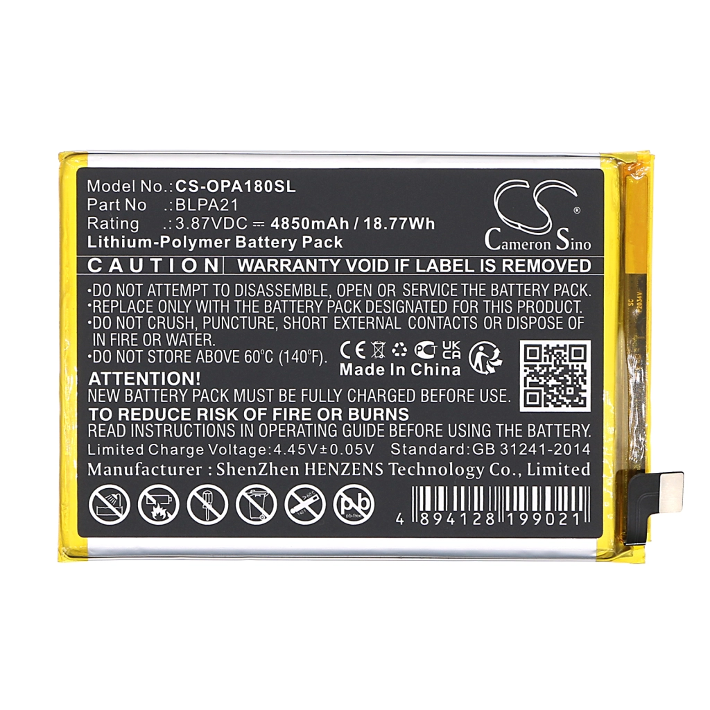 Batterie Batteria del telefono cellulare CS-OPA180SL