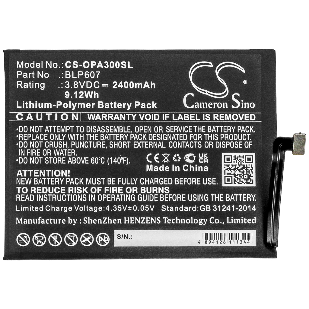 Sostituzione della batteria compatibile per OPPO BLP607