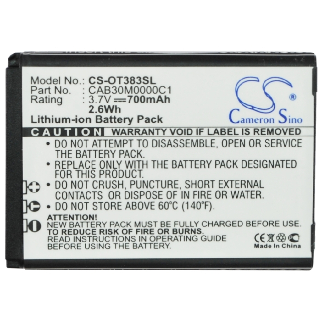 Batteria del telefono cellulare Alcatel OT-600