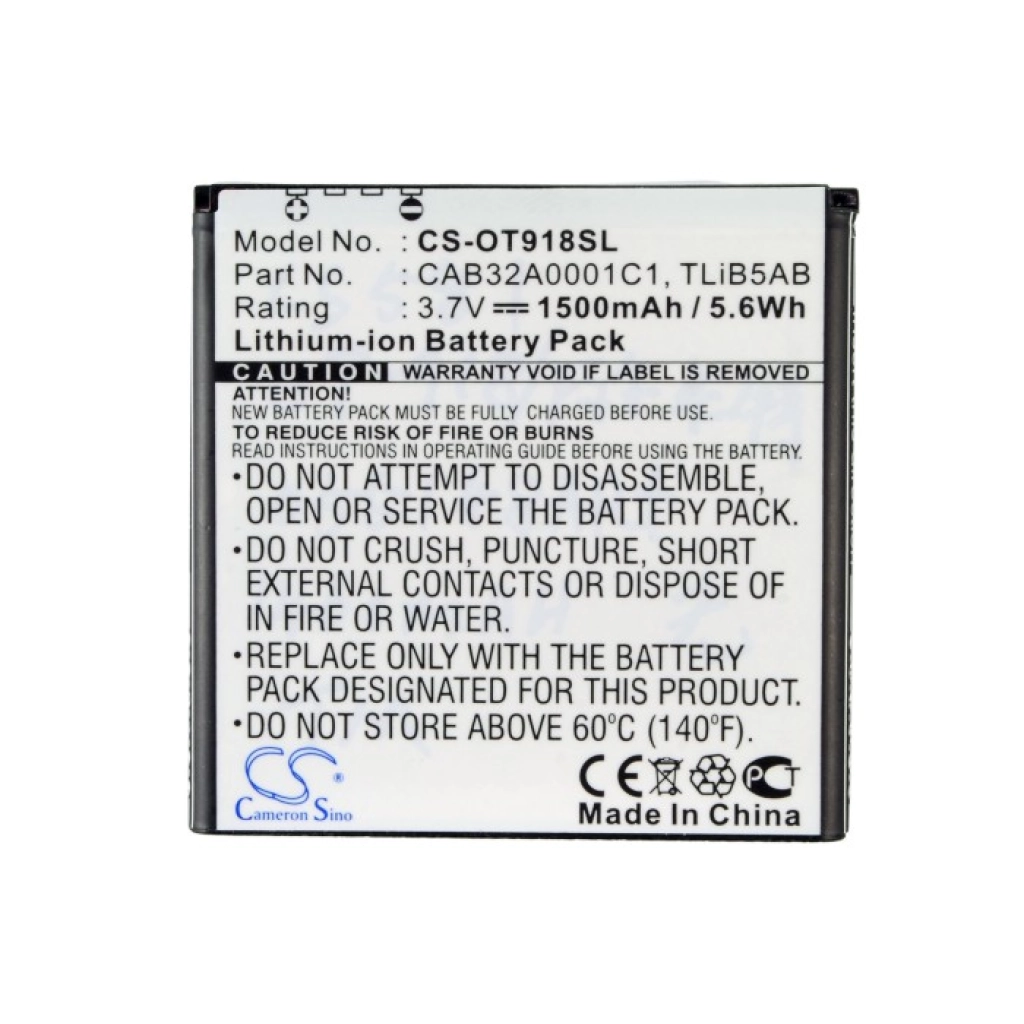 Batterie Batteria del telefono cellulare CS-OT918SL