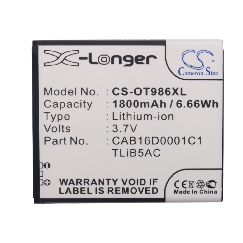 Sostituzione della batteria compatibile per Alcatel CAB16D0001C1,CAB16D0003C1,TLIB5AC