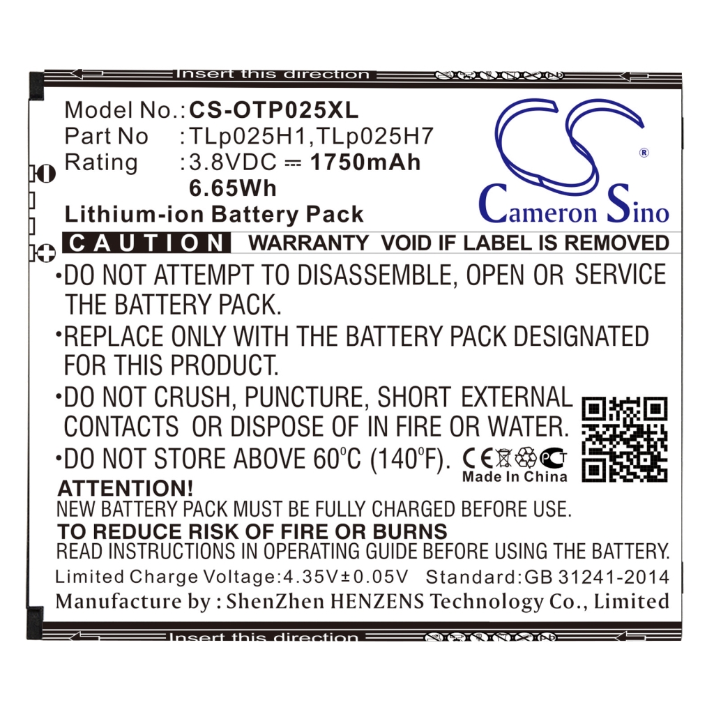 Sostituzione della batteria compatibile per Alcatel TLP025H1,TLP025H7