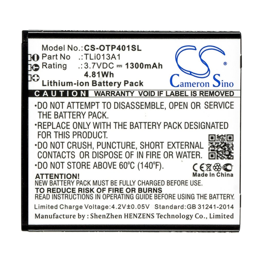 Batteria del telefono cellulare Alcatel OT-4017A (CS-OTP401SL)