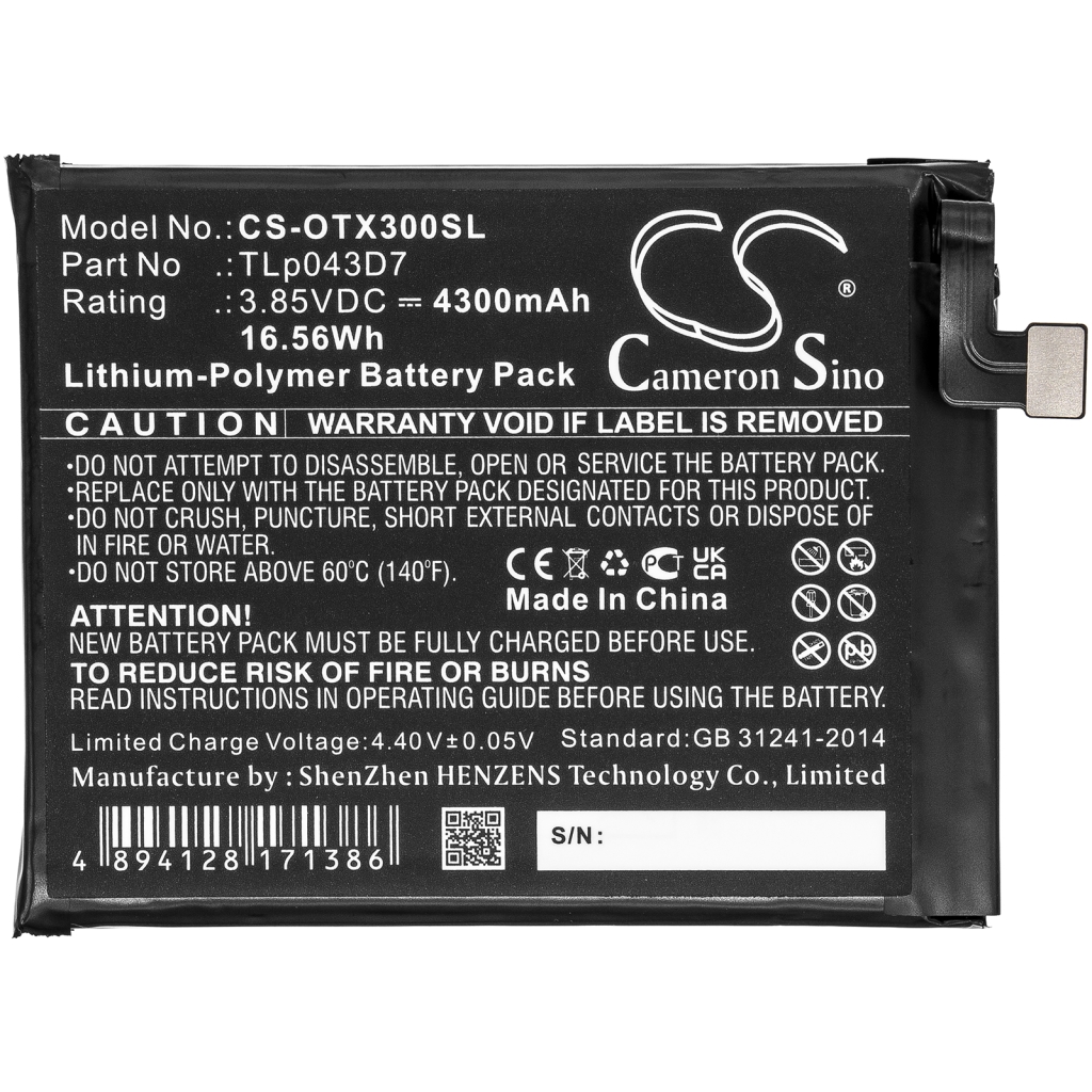 Sostituzione della batteria compatibile per Alcatel TLP043D7,TLP048A1,TLP048A7
