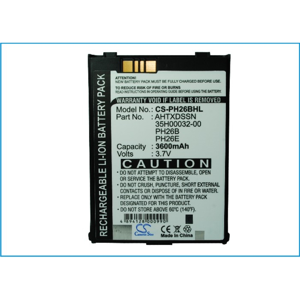 Batteria compatibile con HTC Verizon T-mobile Sprint Dopod I-mate Qtek Vodafone O2 Audiovox Daxian Orange Era Siemens E-plus Mwg CS-PH26BHL
