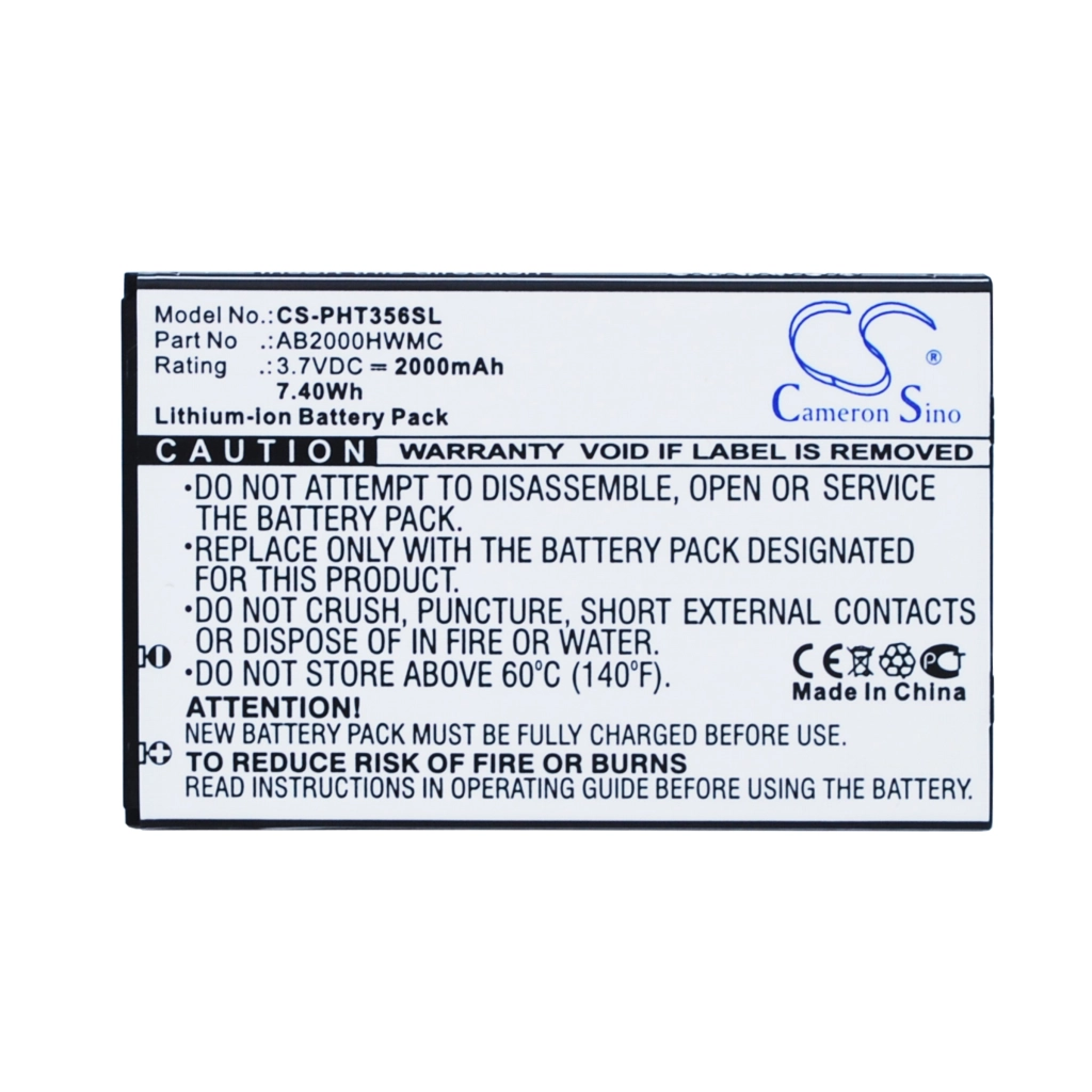 Batterie Batteria del telefono cellulare CS-PHT356SL