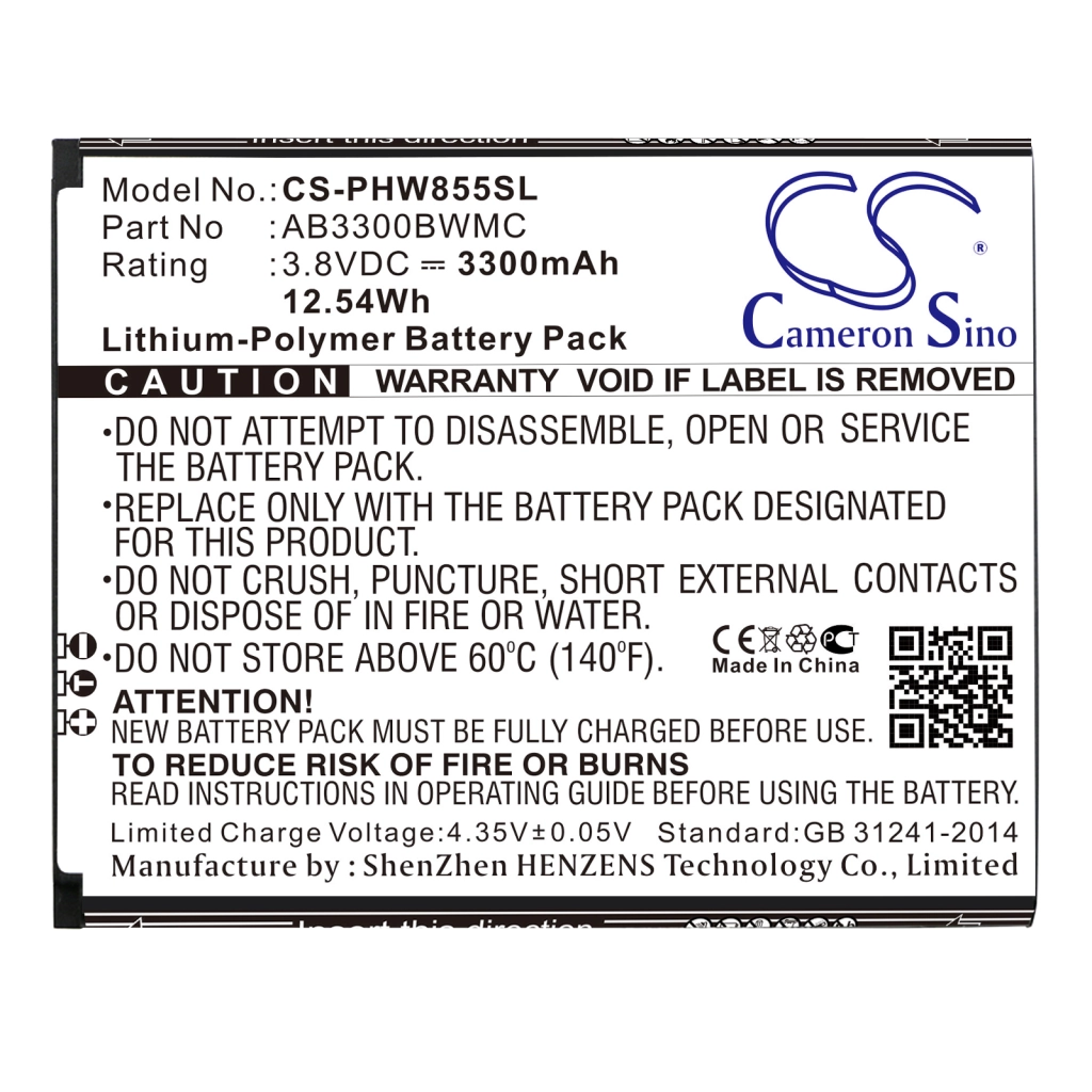 Batterie Batteria del telefono cellulare CS-PHW855SL