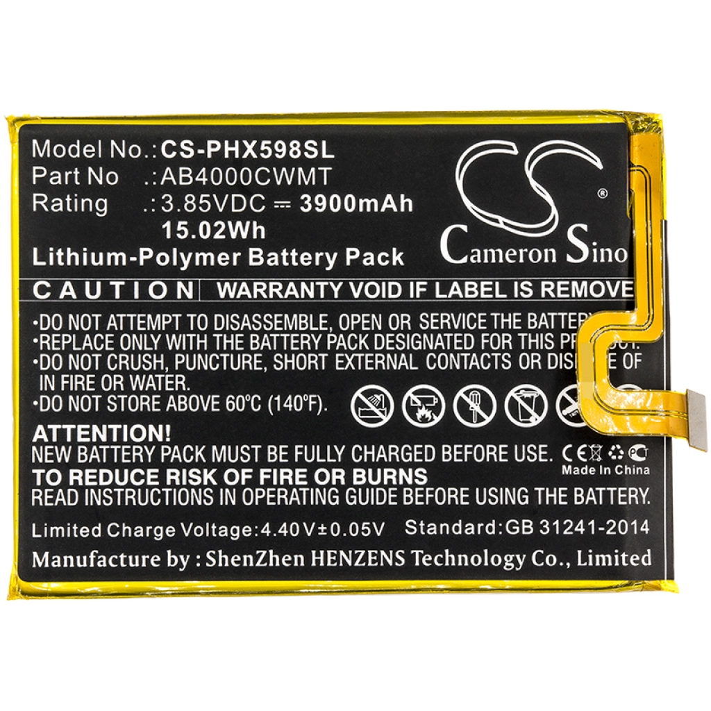 Batterie Batteria del telefono cellulare CS-PHX598SL