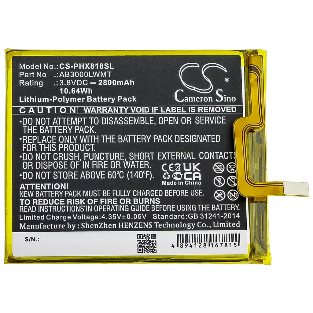 Batterie Batteria del telefono cellulare CS-PHX818SL