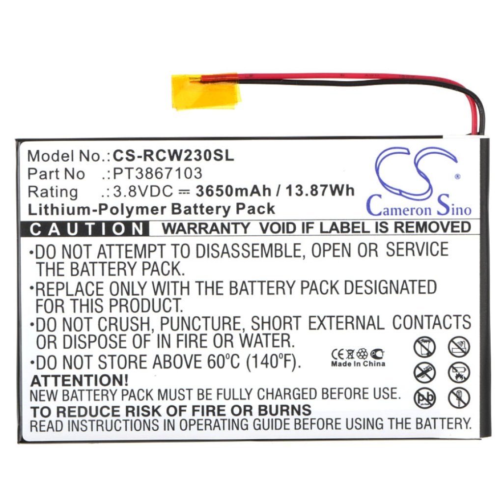 Sostituzione della batteria compatibile per RCA PT3867103