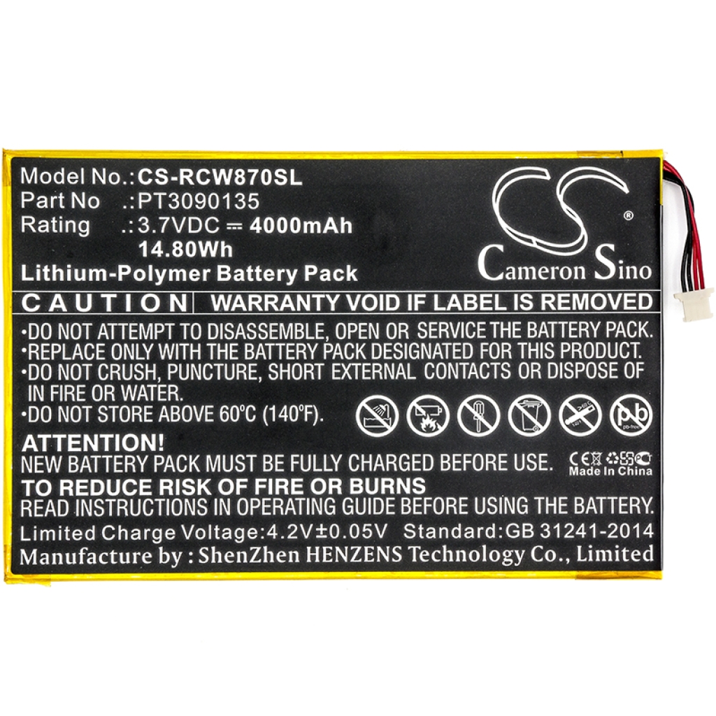 Sostituzione della batteria compatibile per RCA PT3090135