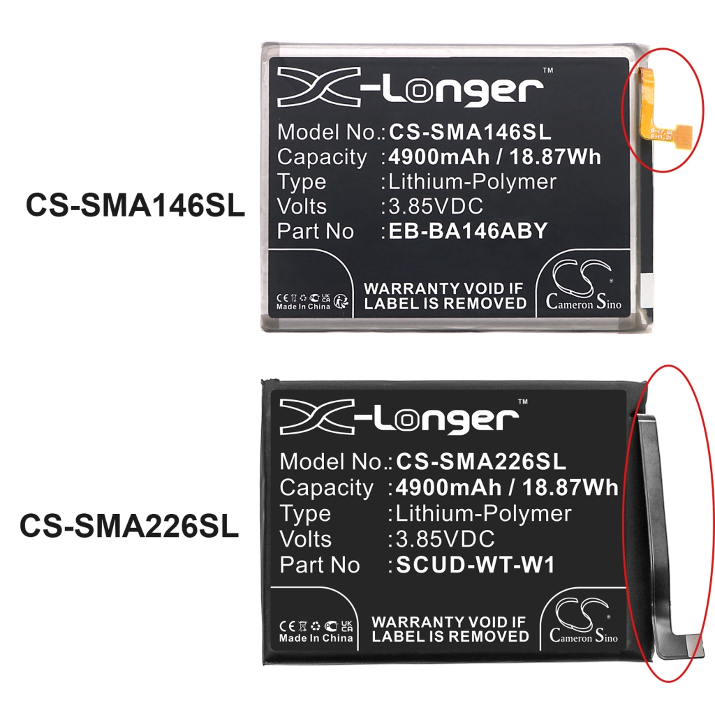 Batterie Batteria del telefono cellulare CS-SMA146SL