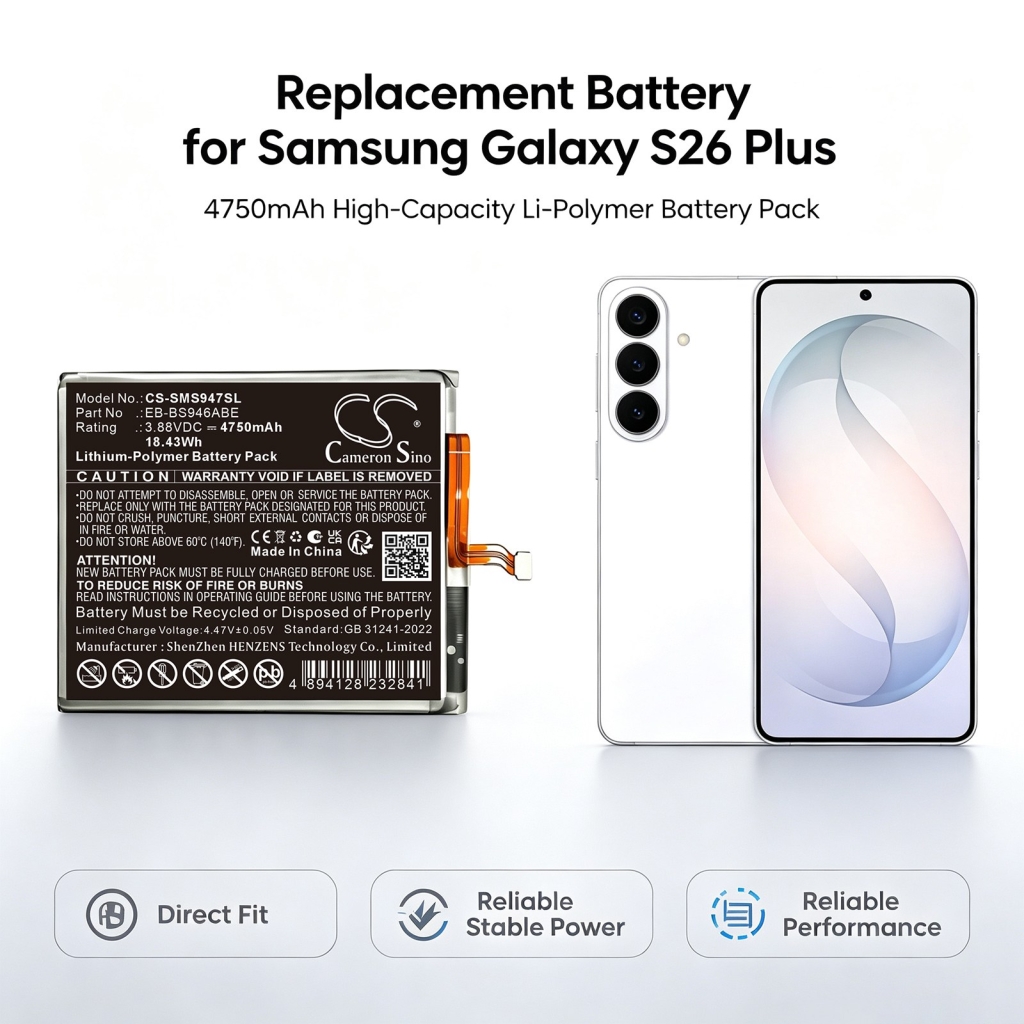 Batterie compatibile con Samsung Galaxy S26 Plus S26+ CS-SMS947SL