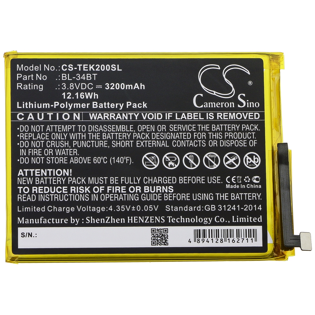 Batteria del telefono cellulare Tecno CS-TEK200SL
