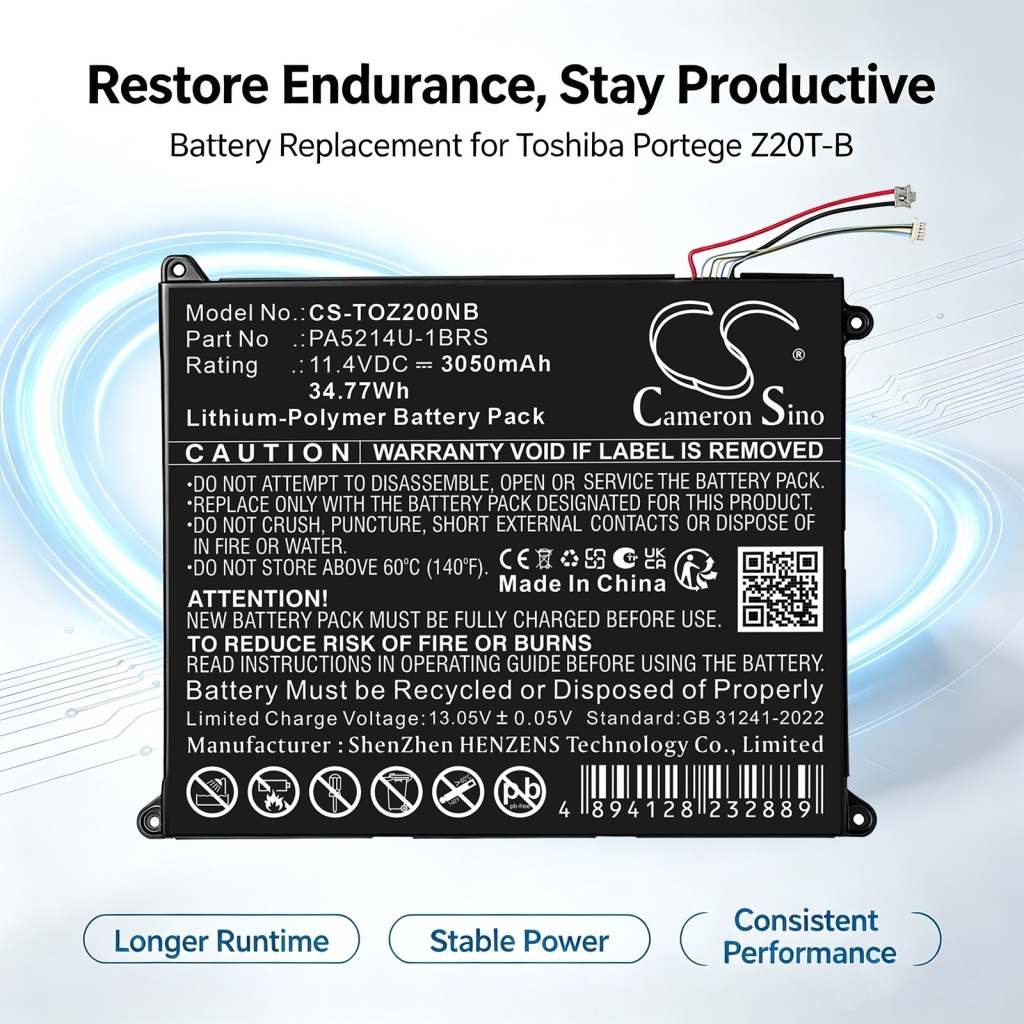 Batterie compatibile con Toshiba Portege WT20-B WT20-B-106 Z20T-B CS-TOZ200NB