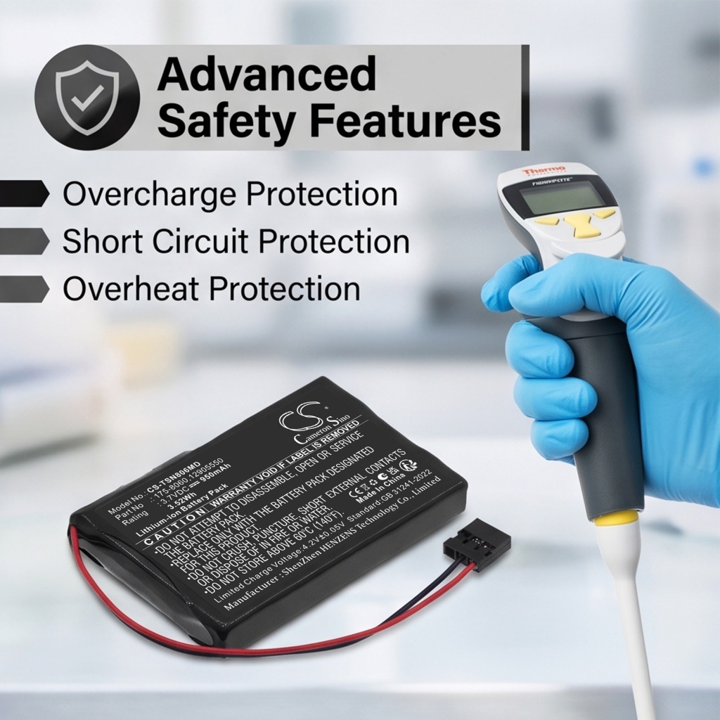 Batterie compatibile con Thermo Scientific E1-ClipTip ElectronicPipette CS-TSN806MD