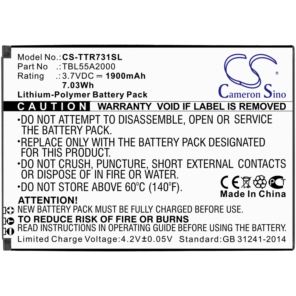 Sostituzione della batteria compatibile per TP-Link TBL55A2000