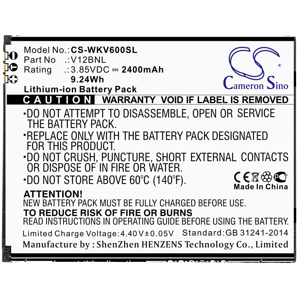 Batteria del telefono cellulare Wiko CS-WKV600SL