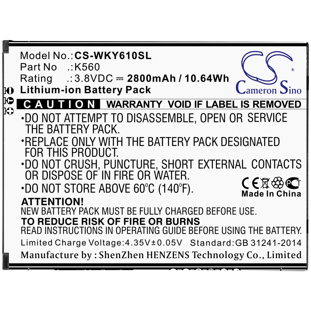 Batteria del telefono cellulare Wiko CS-WKY610SL
