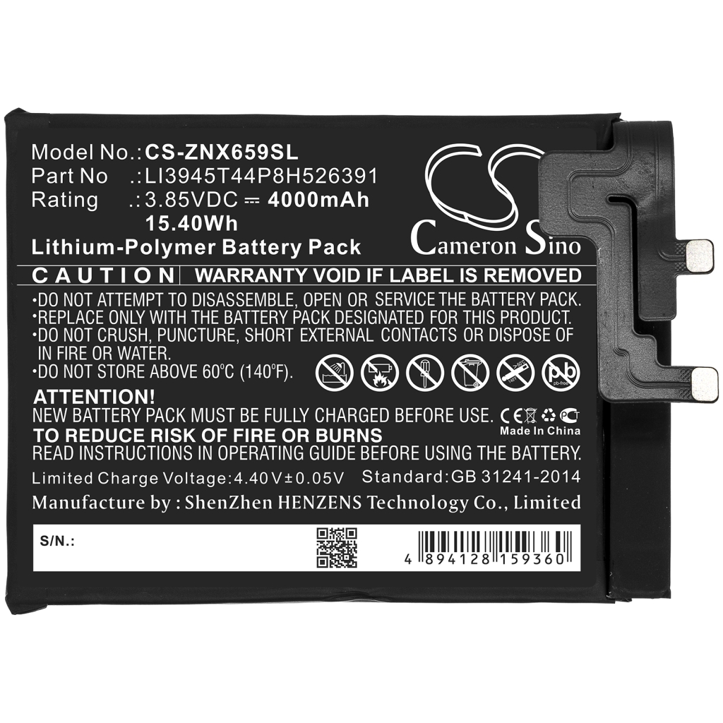 Sostituzione della batteria compatibile per Nubia LI3945T44P8H526391