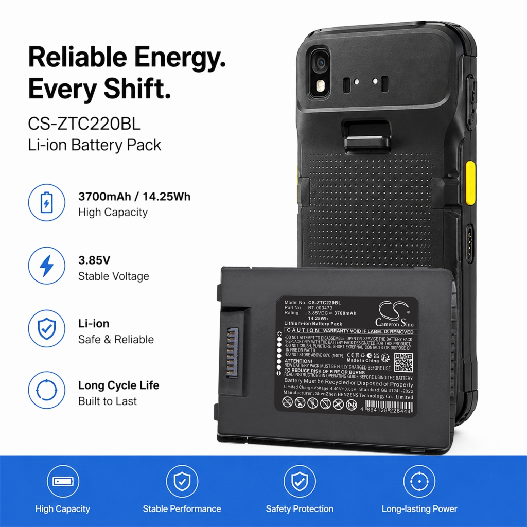Battery compatible with Zebra CS-ZTC220BL