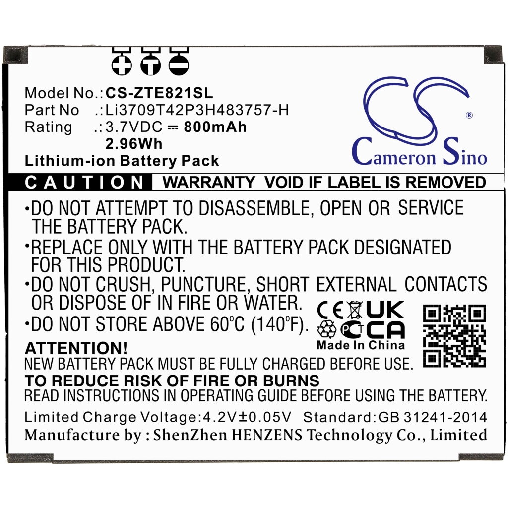 Batteria del telefono cellulare ZTE CS-ZTE821SL