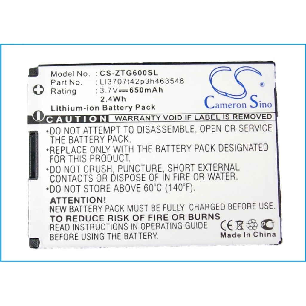 Mobile Phone Battery ZTE CS-ZTG600SL